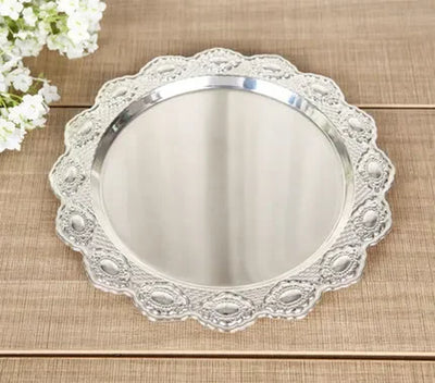 High-Grade 2/3 Layers Dessert Tray Silver Plated round Metal Cake Stand Cupcake Tray Wedding Party Decoration Cake Display Stand