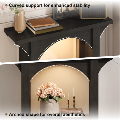 Console Table, Entryway Table with LED Light 39-Inch Sikaic Modern Narrow Wood Hallway Tables behind Couch Sofa Tables for Living Room, Entryway, Foyer