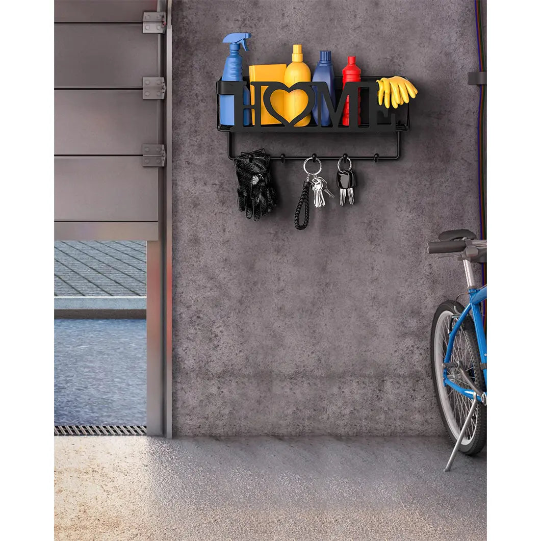 Key Holder for Wall - Key Rack with 5 Key Hooks, 11.02" L×2.75" W×4.92" H, Key and Mail Organizer Wall Mount with Mesh Basket, Key Hanger for Wall Decor Decoration