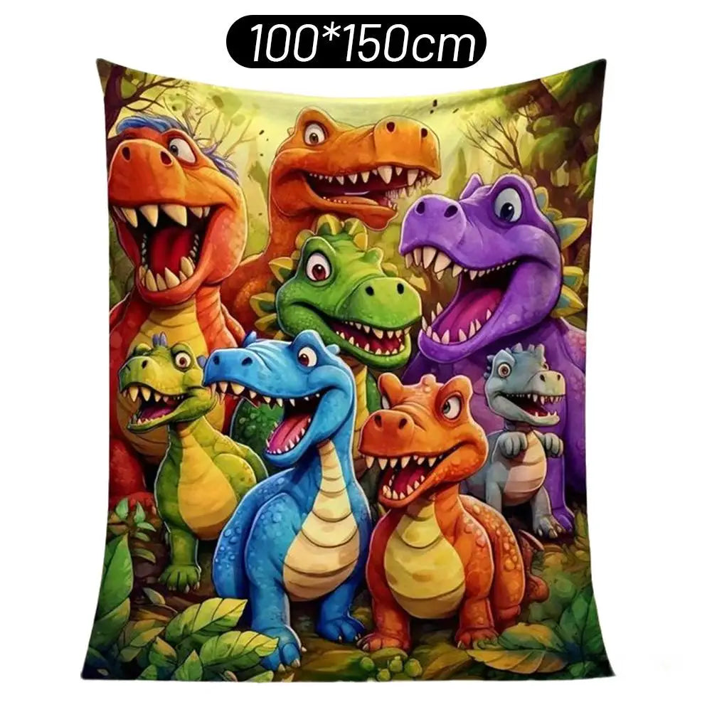 Dinosaur Fleece Blanket for Kids with funny face 3D dinosaur print