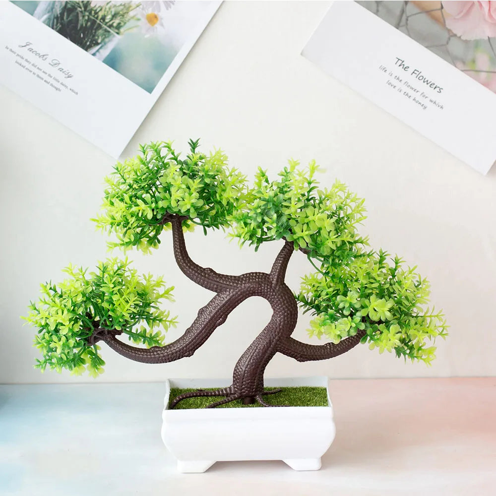 Artificial Plants Decoration Potted Bonsai Small Tree Pot Fake Plant Potted Zen Garden Ornaments Table Home Room Decoration