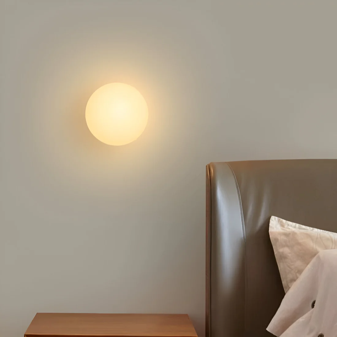 Round Glass Wall Light – Frosted Glass – Warm Light