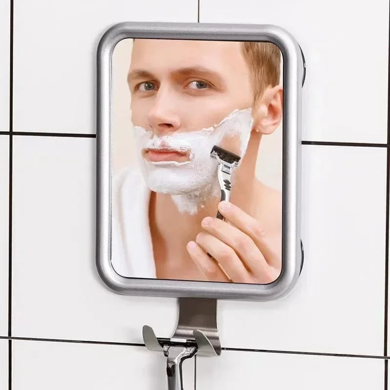 Bathroom Anti-Fog Mirror Powerful Suction Cup Bath Shower Mirrors Wall Mounted Make up Man Shaving Mirror with Shaver Holder