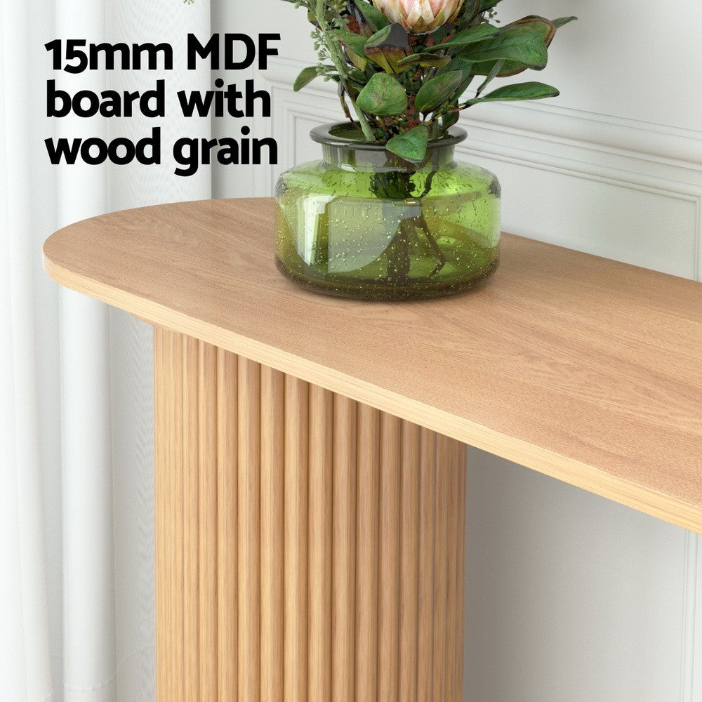 Artiss Console Table Oval Wooden Entry Table Hallway Tables Furniture 115CM Pine