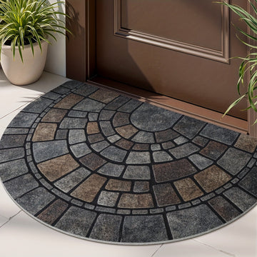 Semi-Circular Door Mat – Non-Slip – Polyester – Indoor & Outdoor