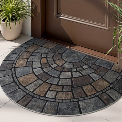 Semi-Circular Door Mat – Non-Slip – Polyester – Indoor & Outdoor