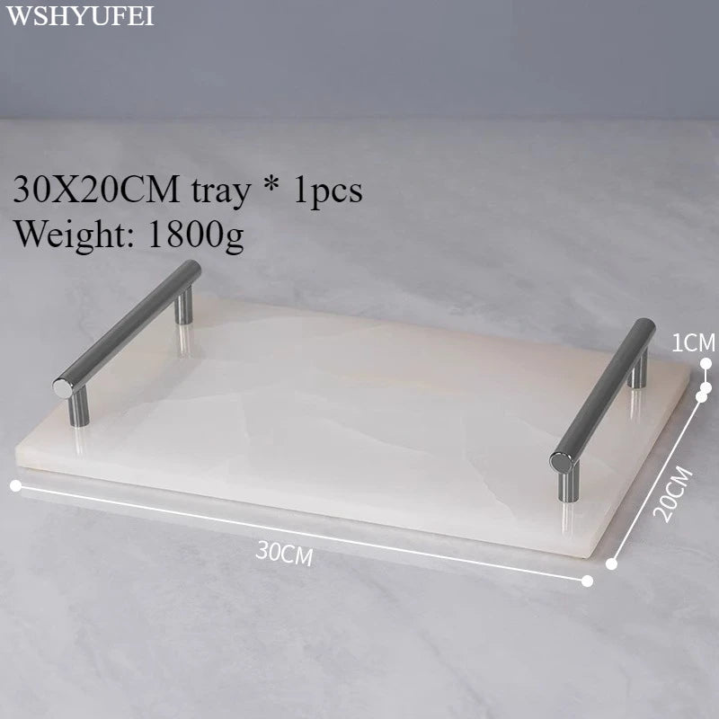 White Jade Stone Bathroom Accessory Set