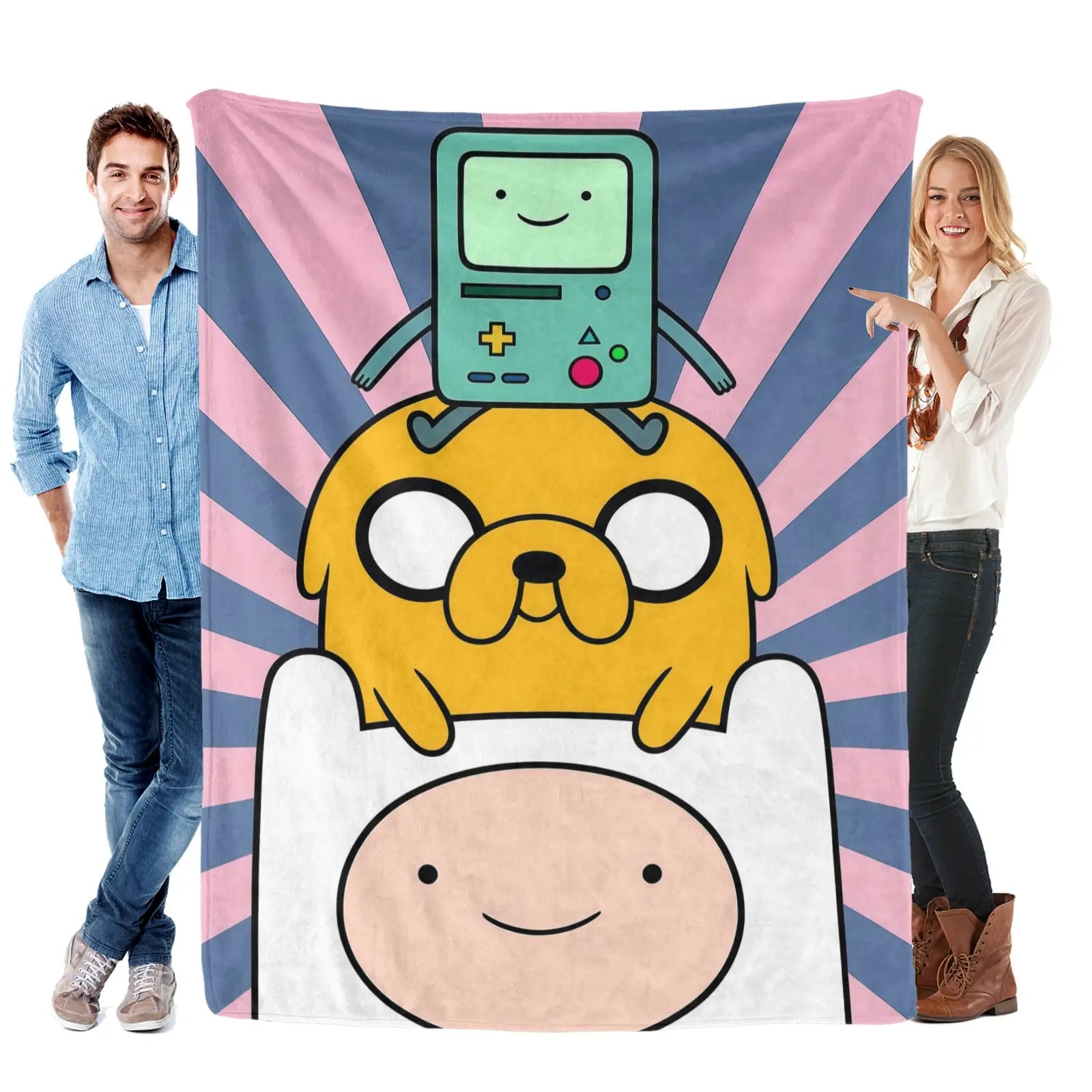Adventure Time Cartoon Character Flannel Throw Blanket, Large Ultra-Soft Warm Lightweight Cozy, Ideal for Living Room-Camping, Perfect Gift for Fans on Birthdays-Christmas