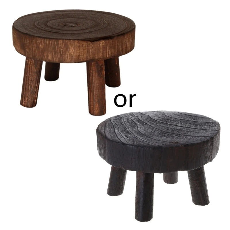 Solid Wood round Bench Flower Pot Holder Plant Succulent Flower Pot Base Display Stand Stool Home Garden Patio Decor Wholesales