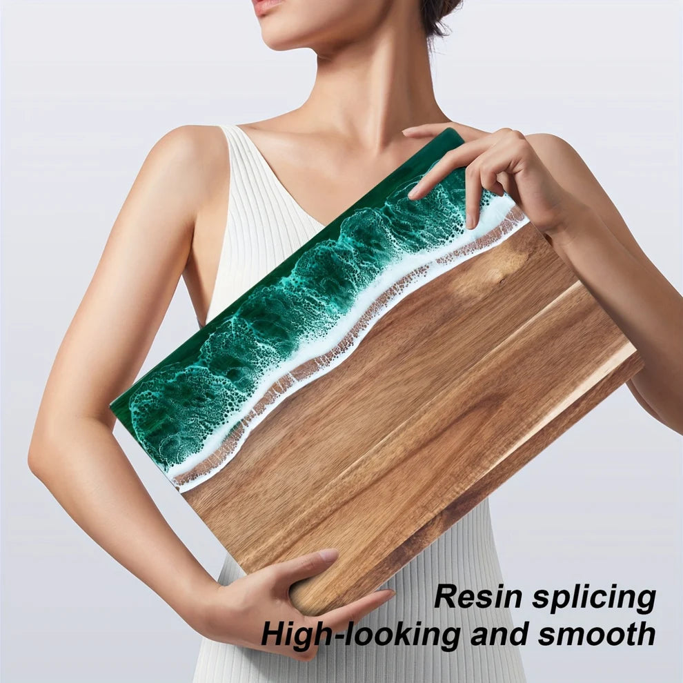 Resin Wave Cutting Board – Acacia Wood – Serving & Chopping Board