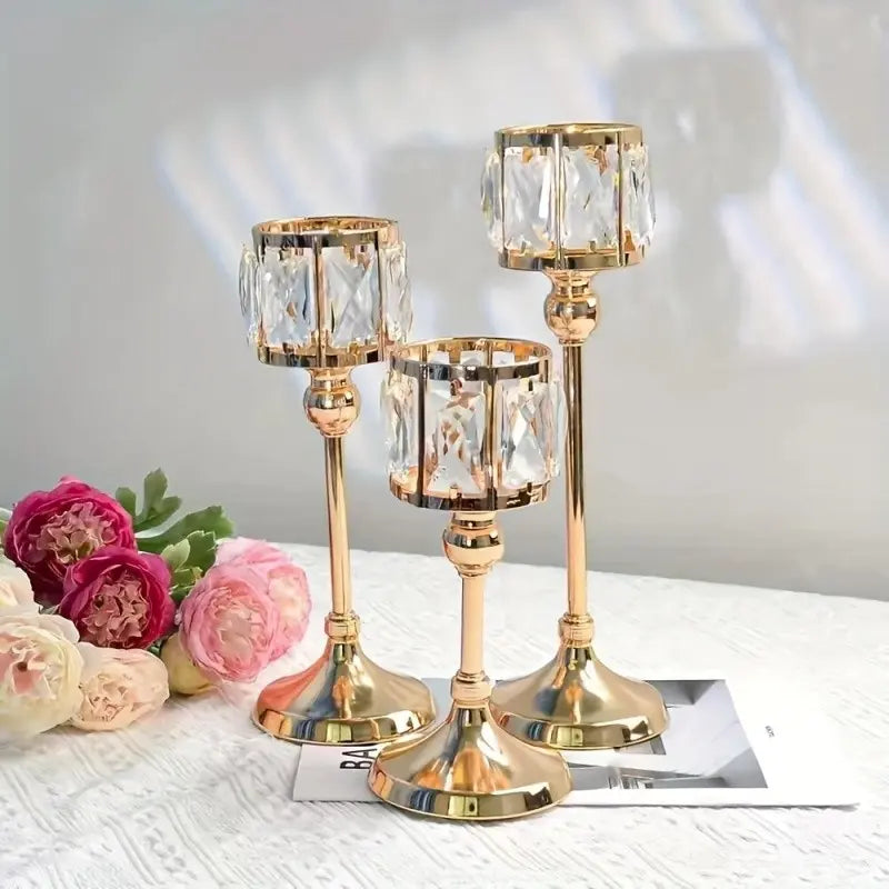 Crystal Candlesticks Set of 3, Candle Holder Set, Crystal Material, Angel Design Wedding & Home Decor, Interior Decoration Accessories, Decoration Items, Perfect for Special Occasions, Stylish Table Centerpieces, Crystal Candle Holders
