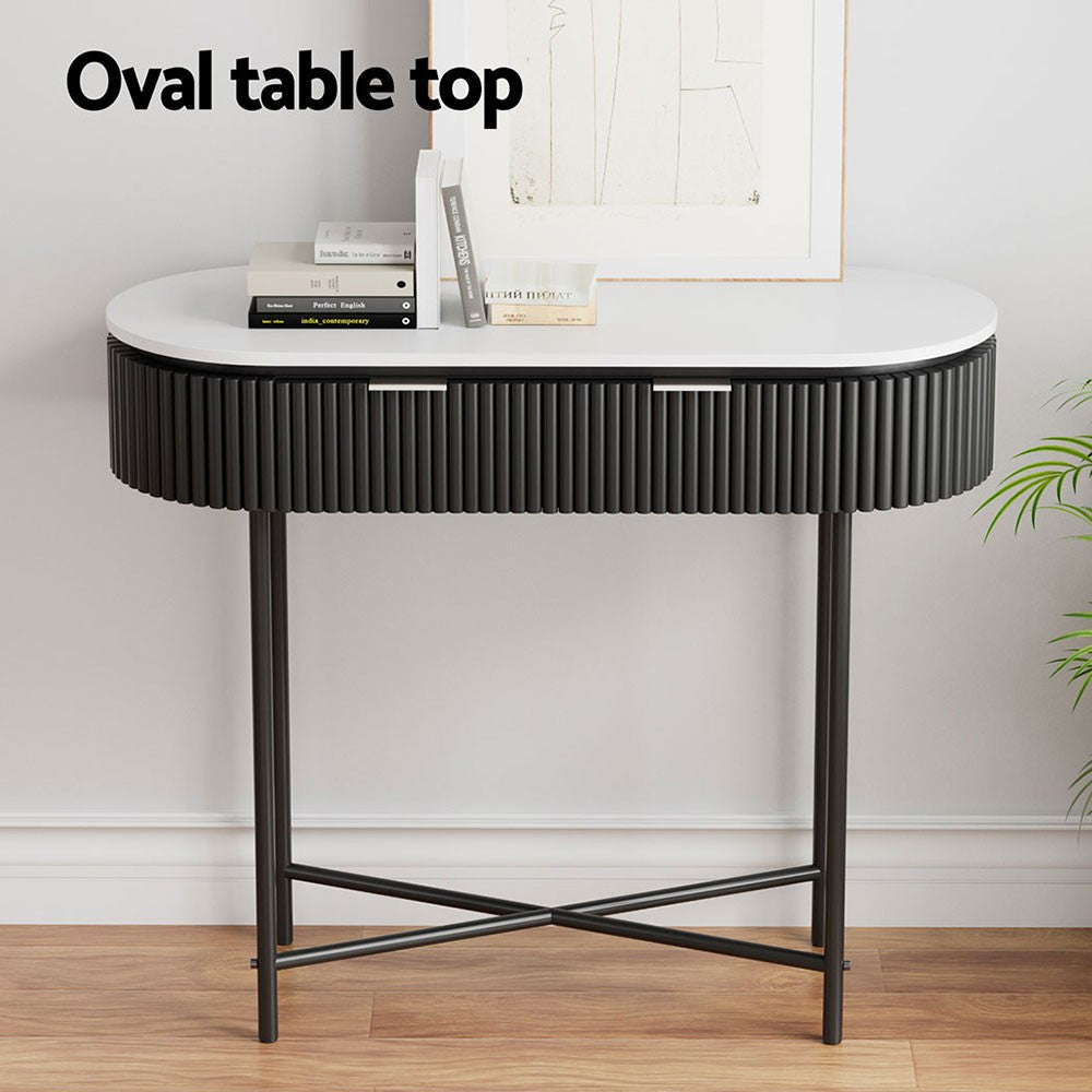Artiss Console Table Hallway Drawer Wooden Entryway Desk Display Shelf Metal Leg