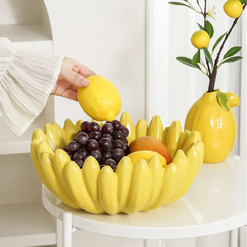 Creative Banana Shaped Storage Tray, Ceramic Fruit Tray, Household Snack Storage Tray, Living Room Desktop Storage Container