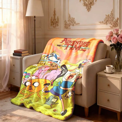 Adventure Time Cartoon Character Flannel Throw Blanket, Large Ultra-Soft Warm Lightweight Cozy, Ideal for Living Room-Camping, Perfect Gift for Fans on Birthdays-Christmas
