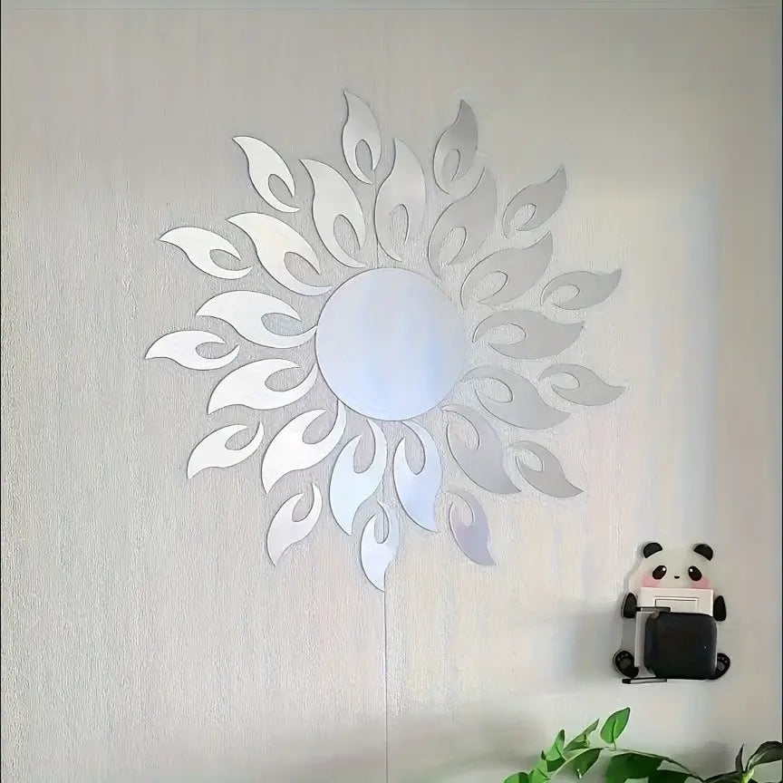 Acrylic Mirror Wall Sticker Sunflower Self-Adhesive, Soft Mirror Wall Decor, Home Decor for Bedroom, Living Room, Office, Easy to Apply and Remove