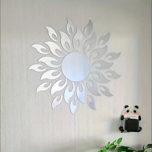 Acrylic Mirror Wall Sticker Sunflower Self-Adhesive, Soft Mirror Wall Decor, Home Decor for Bedroom, Living Room, Office, Easy to Apply and Remove