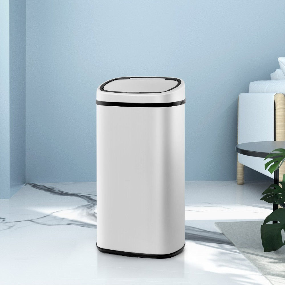 Devanti 58L Motion Sensor Bin Rubbish Automatic Trash Can Kitchen White