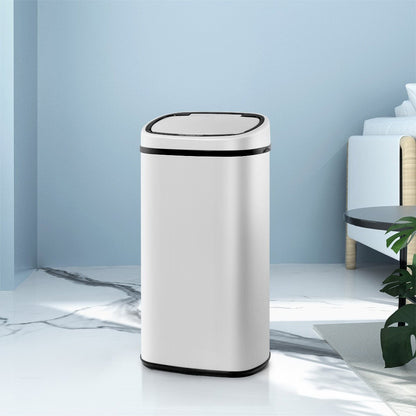Devanti 58L Motion Sensor Bin Rubbish Automatic Trash Can Kitchen White