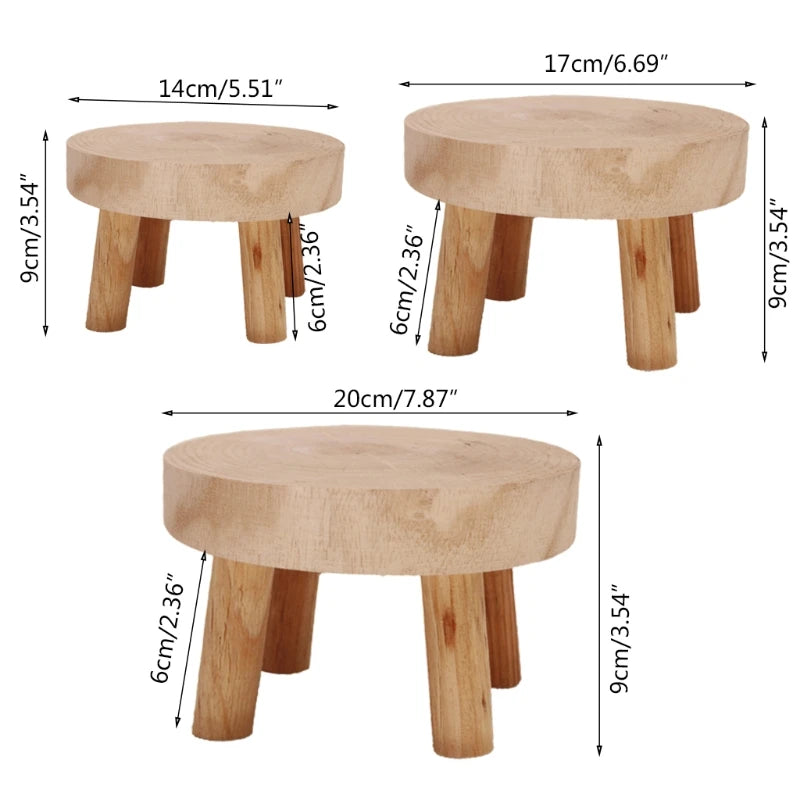 Solid Wood round Bench Flower Pot Holder Plant Succulent Flower Pot Base Display Stand Stool Home Garden Patio Decor Wholesales
