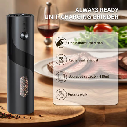 1Pc/2Pcs Automatic Pepper Grinder Salt and Pepper Mill Adjustable Coarseness Spice Grinder with LED for Kitchen