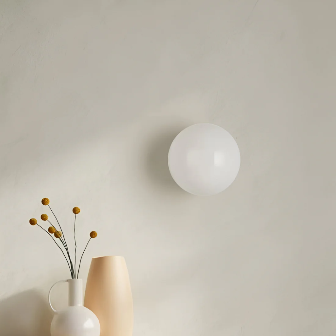 Round Glass Wall Light – Frosted Glass – Warm Light