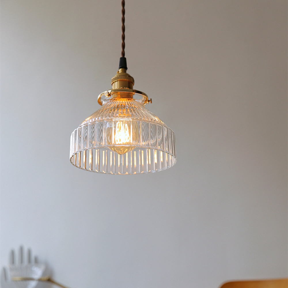 vintage ribbed glass pendant light