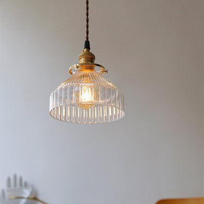 vintage ribbed glass pendant light
