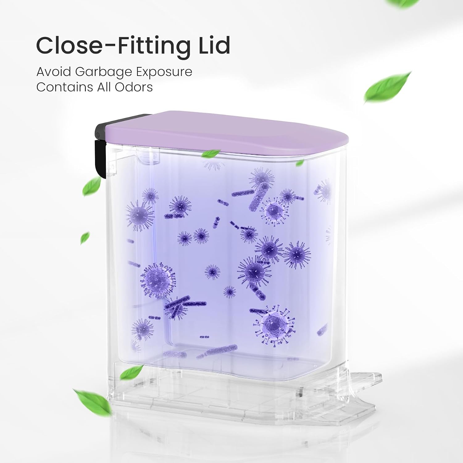Small Bathroom Trash Can with Lid Soft Close, Step Pedal, 6 Liter / 1.6 Gallon Stainless Steel Garbage Can with Removable Inner Bucket, Anti-Fingerprint Finish (Purple)