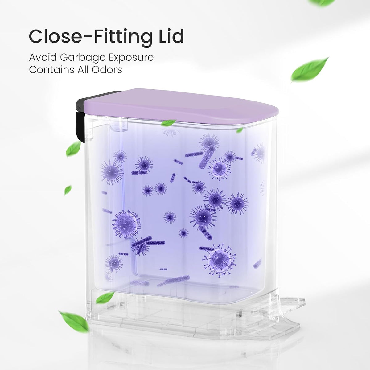 Small Bathroom Trash Can with Lid Soft Close, Step Pedal, 6 Liter / 1.6 Gallon Stainless Steel Garbage Can with Removable Inner Bucket, Anti-Fingerprint Finish (Purple)