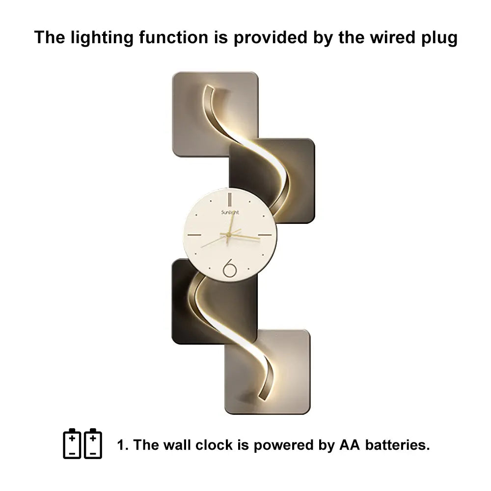 Homary 39.4" Silent MDF LED Analog Decorative Wall Clock - Light Modern Abstract Geometric Design, for Living Room, Entryway, Aesthetic Home Decor, Room Decor,Dorm Essentials