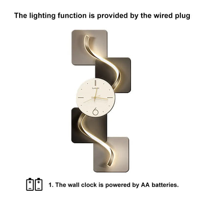 Homary 39.4" Silent MDF LED Analog Decorative Wall Clock - Light Modern Abstract Geometric Design, for Living Room, Entryway, Aesthetic Home Decor, Room Decor,Dorm Essentials