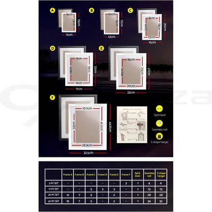 Artiss Photo Frames Set Picture Frame Family Wall Art White Black 3/11/26/30Pc