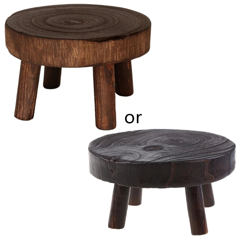 Solid Wood round Bench Flower Pot Holder Plant Succulent Flower Pot Base Display Stand Stool Home Garden Patio Decor Wholesales