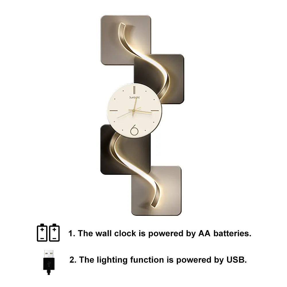 Homary 39.4" Silent MDF LED Analog Decorative Wall Clock - Light Modern Abstract Geometric Design, for Living Room, Entryway, Aesthetic Home Decor, Room Decor,Dorm Essentials