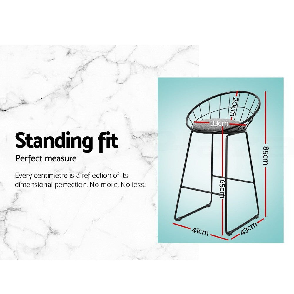 Artiss 4X Bar Stools Kitchen Dining Chairs Counter Stool Linen Padded Metal