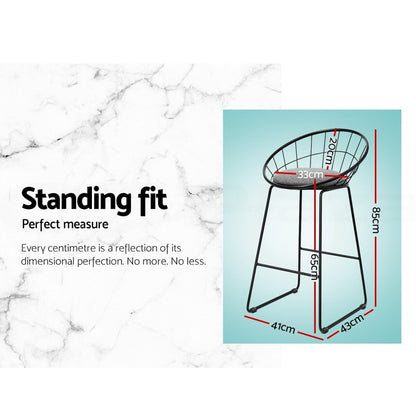 Artiss 4X Bar Stools Kitchen Dining Chairs Counter Stool Linen Padded Metal