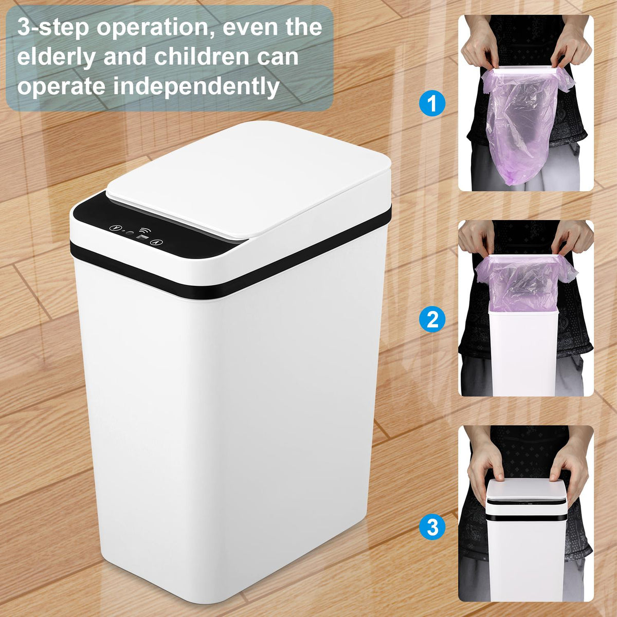 Automatic Trash Bin Motion Sensor 12L Touchless Smart Can – view 5