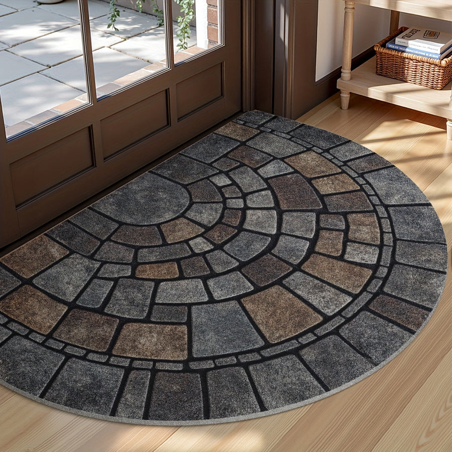 Semi-Circular Door Mat – Non-Slip – Polyester – Indoor & Outdoor