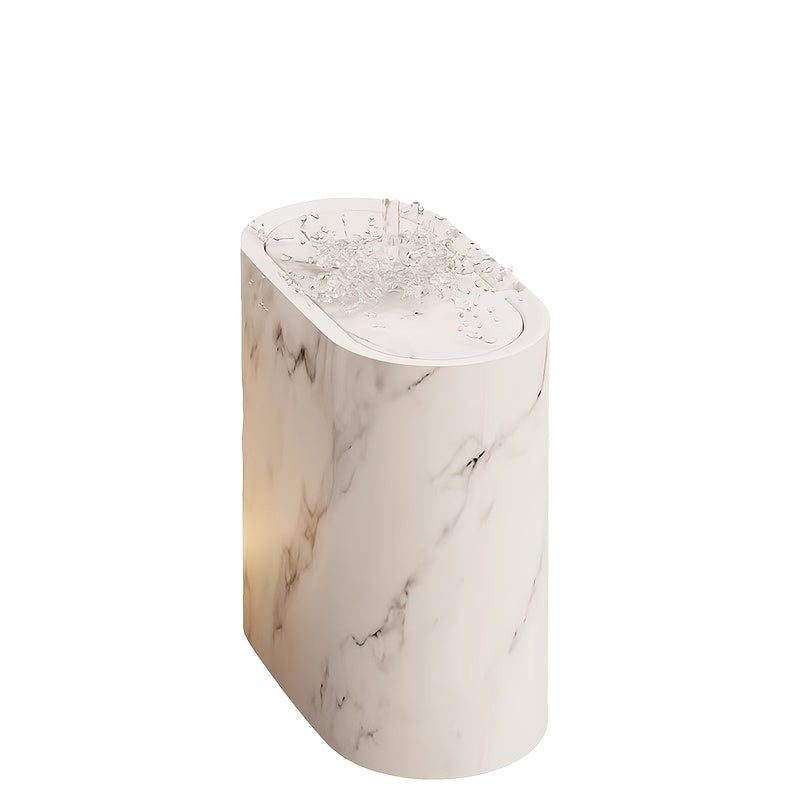 Marble Pattern Bin with Lid – Oval – Space-Saving – Bathroom & Kitchen