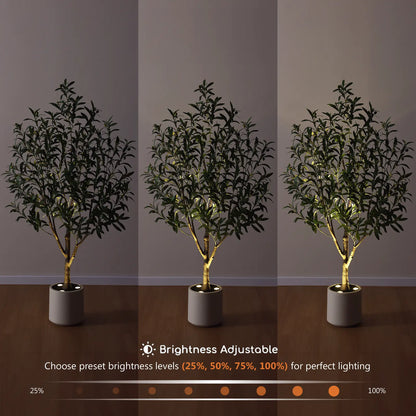 Verinatural 5FT Artificial Olive Tree with Remote LED Spotlights – Realistic Faux Olive Tree in White Planter for Indoor Home, Living Room, Bedroom & Office Decor (VN214)