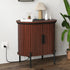 [Dealsforyoudays] EBELLO Small Console Table, Grooved End Table with Charging Station, Mid-Century Modern Nightstand, Entryway Cabinet for Living Room, Bedroom, Small Spaces, Walnut