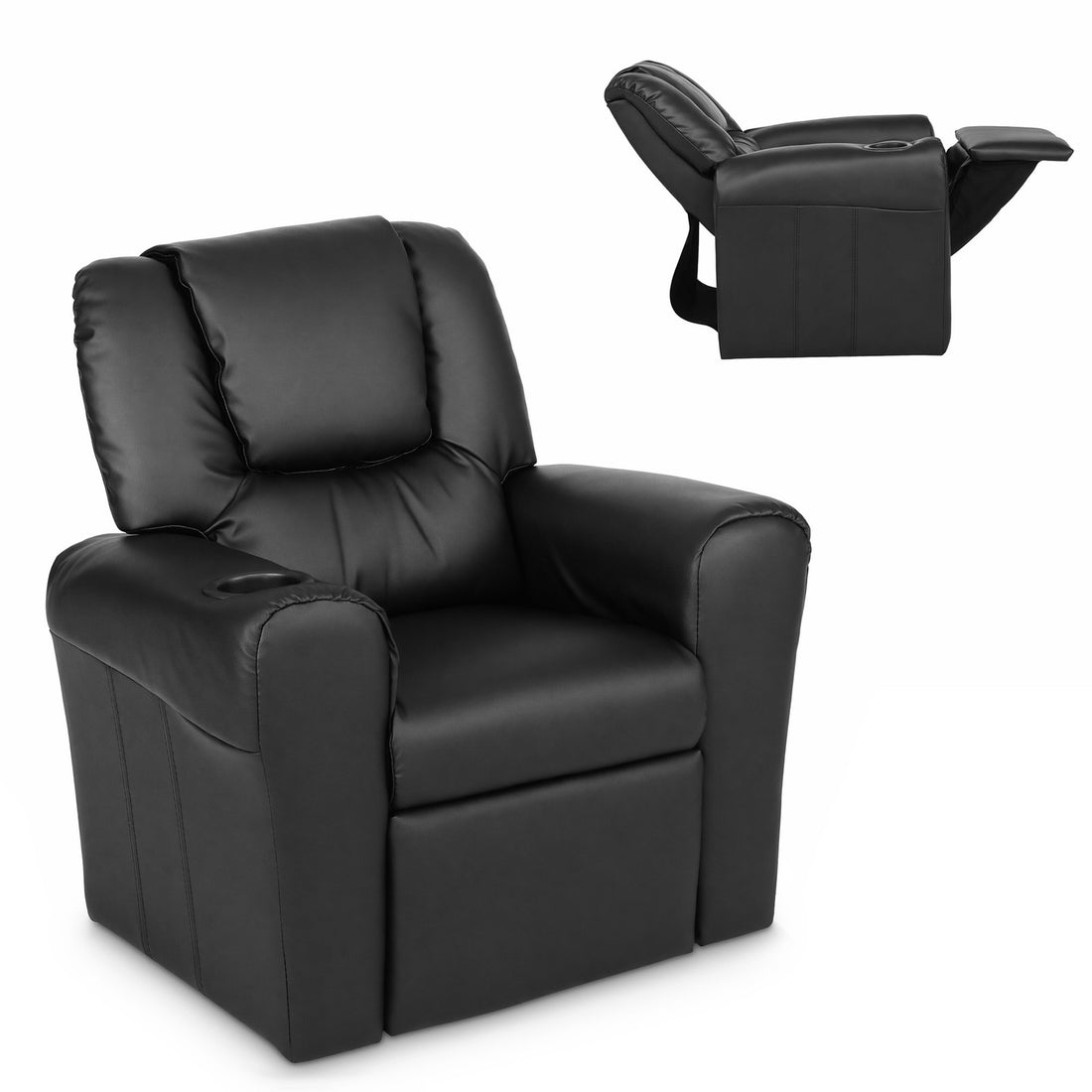 Keezi Kids Recliner Chair PU Leather Sofa Lounge Couch Children Armchair Black