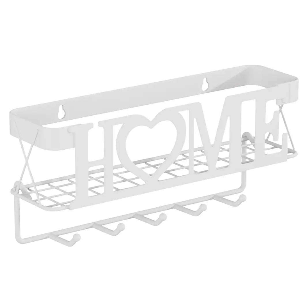 Key Holder for Wall - Key Rack with 5 Key Hooks, 11.02" L×2.75" W×4.92" H, Key and Mail Organizer Wall Mount with Mesh Basket, Key Hanger for Wall Decor Decoration