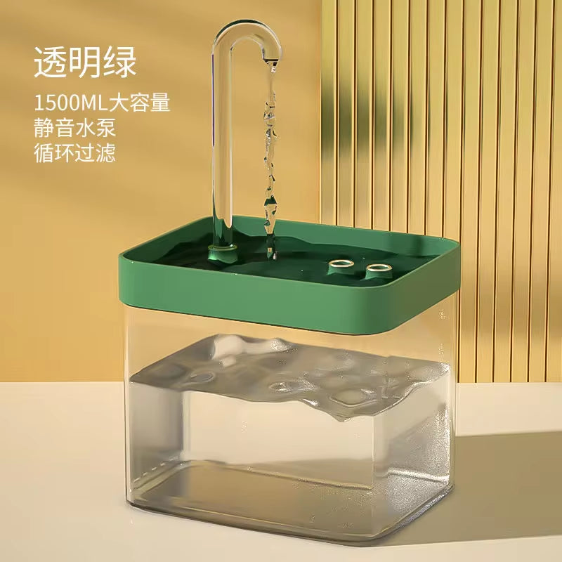 Ultra-Quiet Cat Water Fountain Filter Smart Automatic Pet Dog Water Dispenser&amp;Burnout Prevention Pump1.5L Recirculate Filtrin