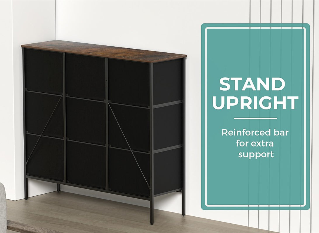 Levede 9 Chest of Drawers Storage Cabinet Tower Retro Dresser Vintage Brown
