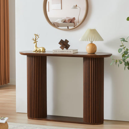 Fluted Console Table Farmhouse Oval Entryway Hallway