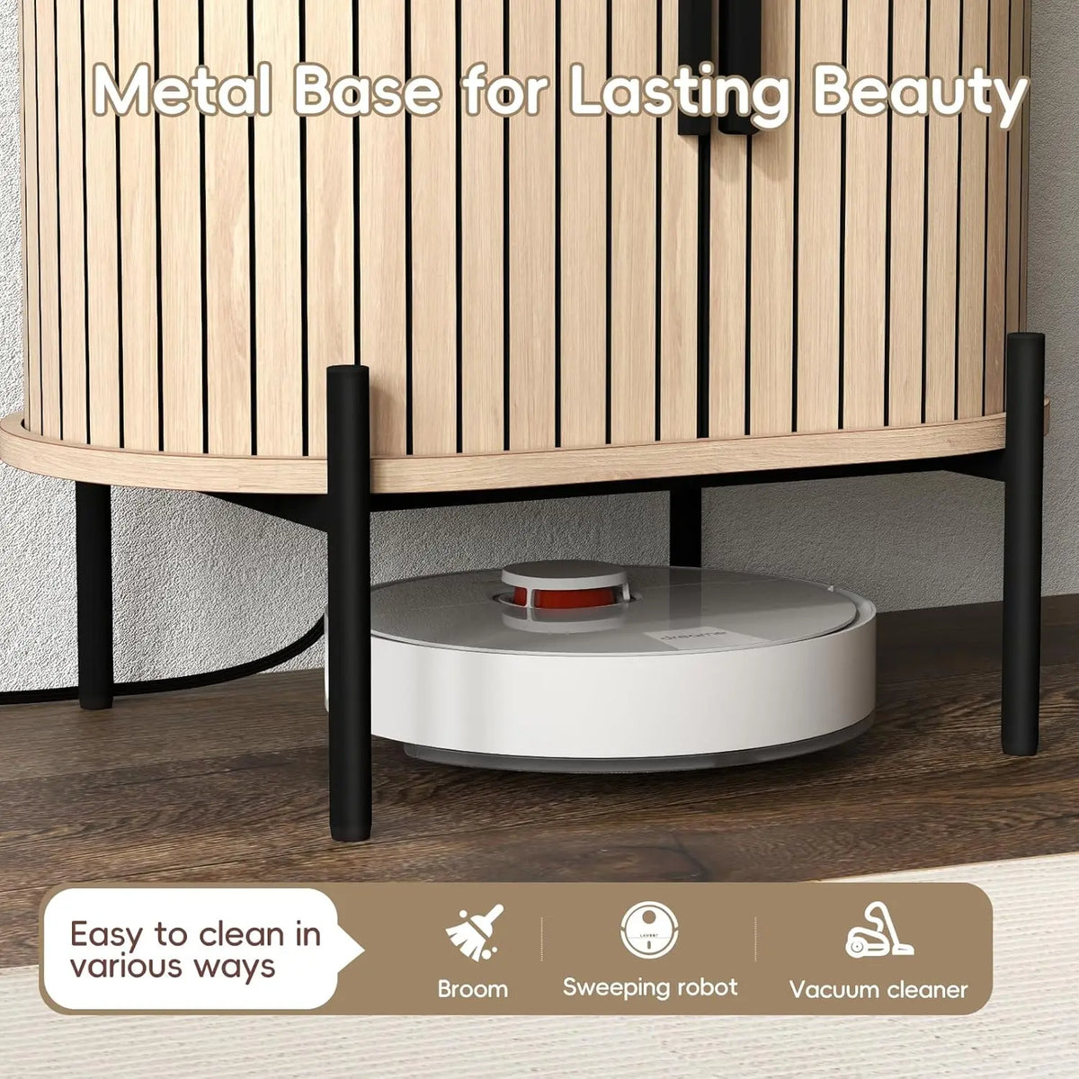 [Dealsforyoudays] EBELLO Small Console Table, Grooved End Table with Charging Station, Mid-Century Modern Nightstand, Entryway Cabinet for Living Room, Bedroom, Small Spaces, Walnut