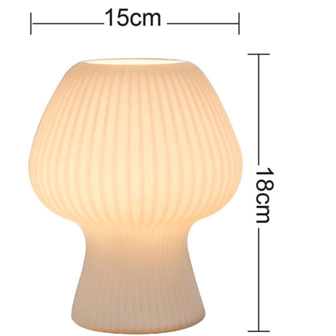 Vintage Glass Table Lamp – Ribbed – Dimmable LED – Mushroom Design