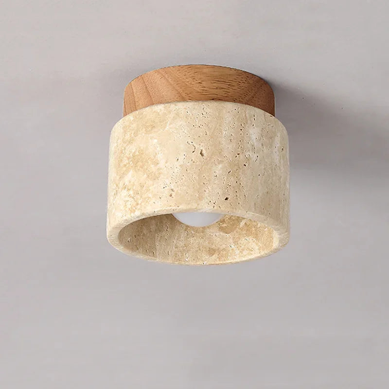 Japandi Ceiling Light – Travertine Stone – E27 Socket