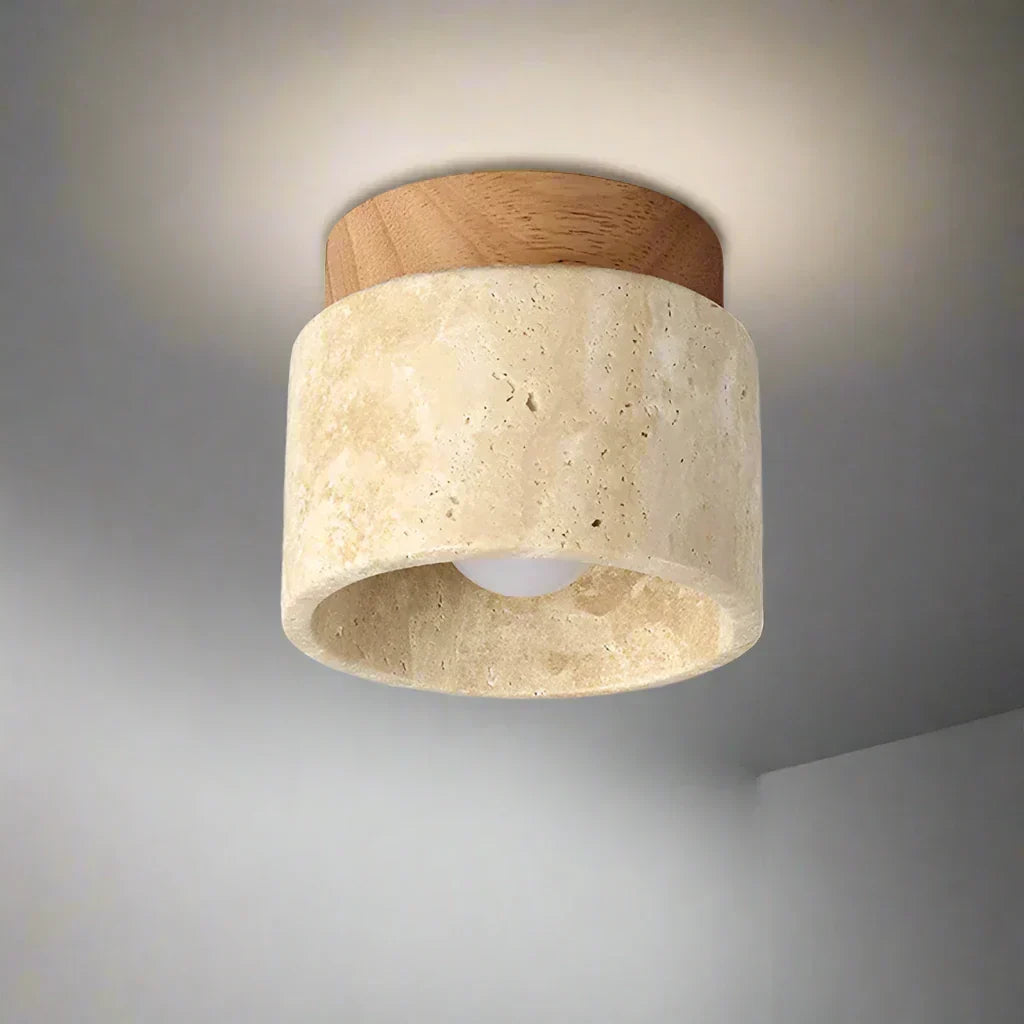 Japandi Ceiling Light – Travertine Stone – E27 Socket